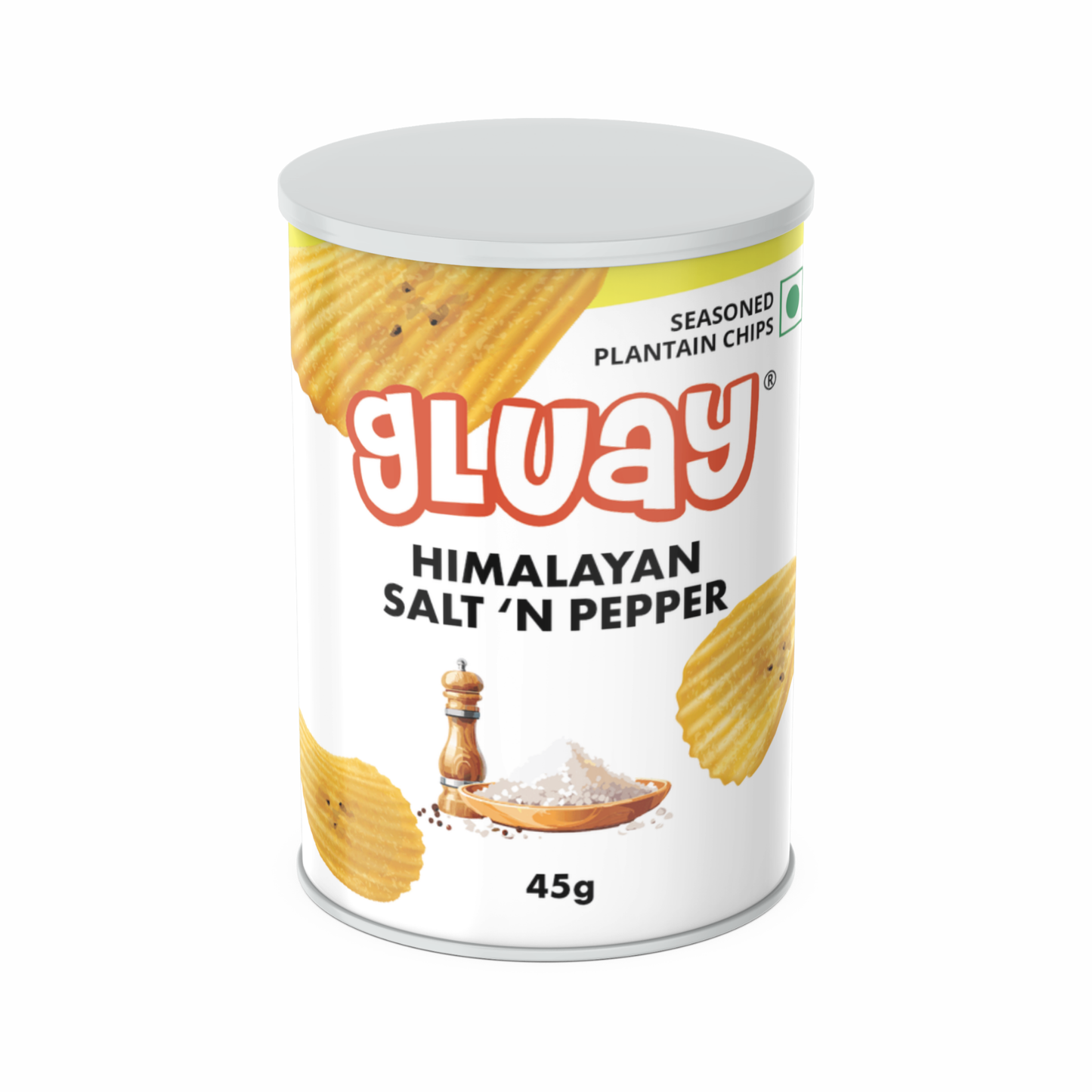 Gluay 45g Cans Pack of 2-Classic Salted, Himalayan Salt 'n Pepper